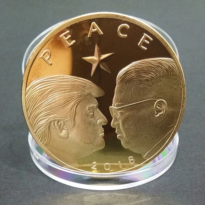 Commemorative Coin North Korea and the United States President Meeting Collection Gold Coin Arts Souvenir Gold Peaceful Coins