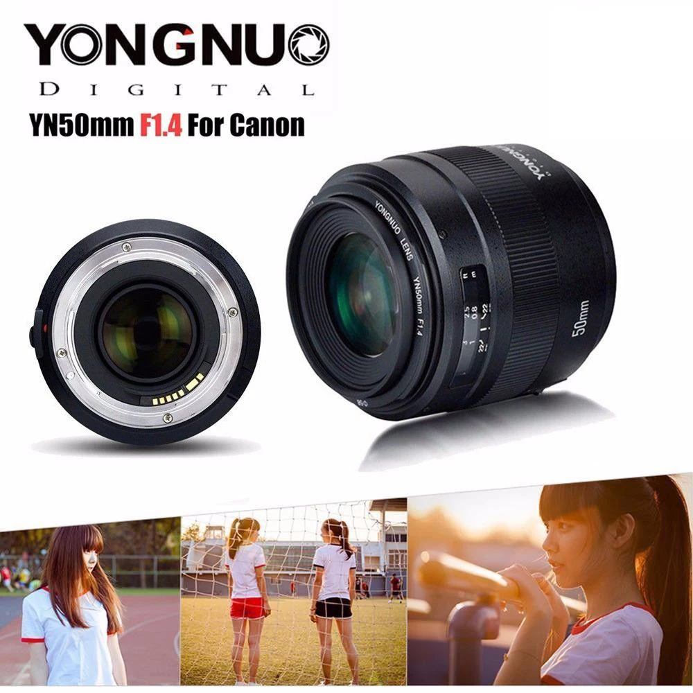 YONGNUO YN50mm F1.4 Стандартный объектив с фиксированным фокусным расстоянием большой апертурой Автофокус для Canon EOS 70D 5D2 5D3 1300D 1200D 1100D 600D DSLR Камера