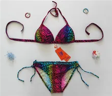 2016 Leopard grain Sexy Spaghetti Straps plus size bikinis set Triangle bottom bandage young girls swimwears