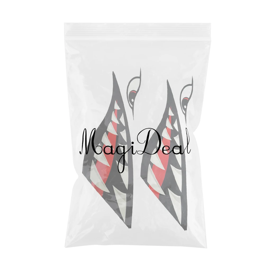 2 Pieces Shark Teeth Mouth Decal Stickers for Kayak Canoe Dinghy Boat Waterproof, very strong and durable