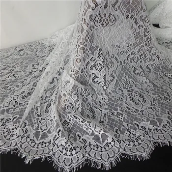 

3M Soft French Eyelash Lace Fabric Flower Black/White Hot Sale Lace Trim Handmade DIY Clothes Accessories 60CM Wide