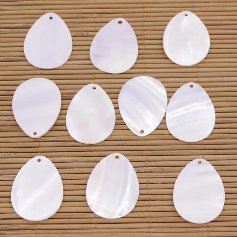 

10 PCS 20mmX30mm Teardrop Shell Natural White Mother of Pearl Jewelry Making DIY