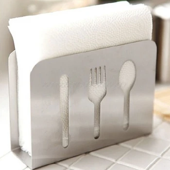 

Stainless Steel Napkin Rack Box Tissue Holder Cutlery Floral Hollow-Out Design N24 dropship