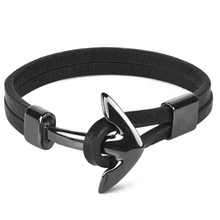 Панк Якорь из нержавеющей стали браслеты из натуральной кожи браслет и браслет из воловьей веревки цепи мужские антикварные ювелирные подарки Pulseiras