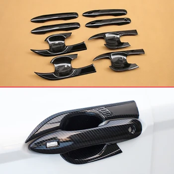 

Carbon Fiber Look 8Pcs Trims For 2018 Toyota Camry XSE/XLE Hybrid Car Door Handle Bowl Combo Kits Extra Added Covers Accessories