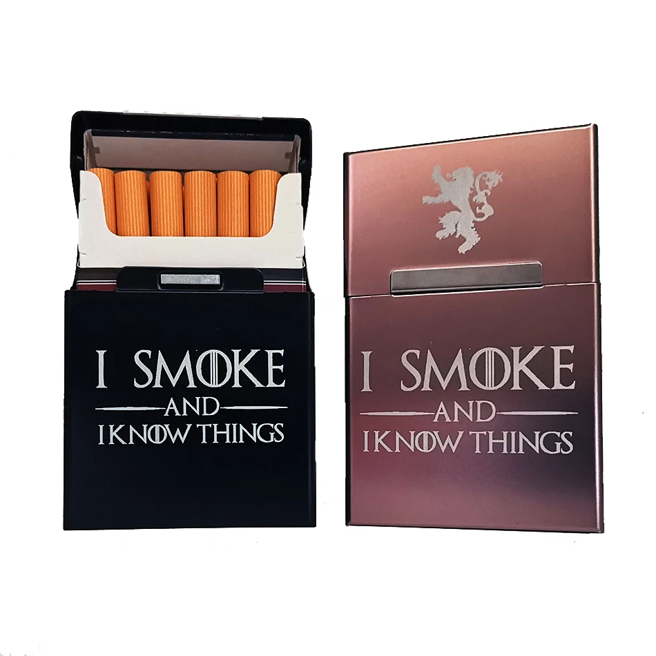 

Aluminum Cigarette Case -Portable Tobacco holder-I Smoke and I kow thing- Perfect for GOT Fans-Game of Thrones 5colors available