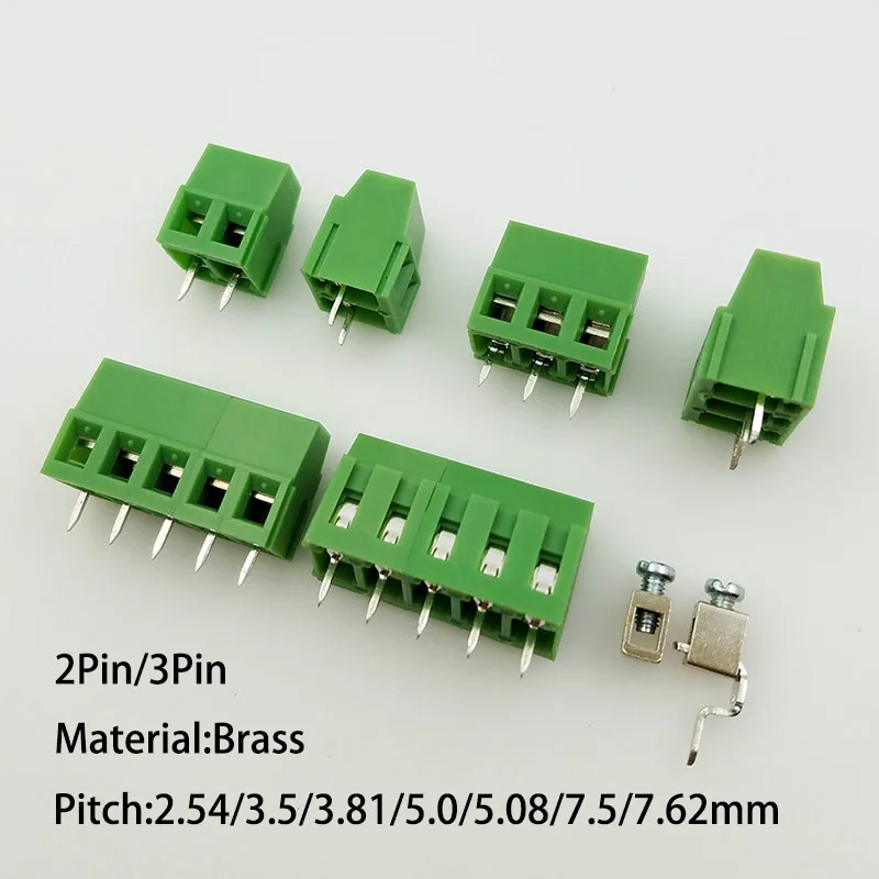 

5PCS PCB Screw Terminal Blocks Conenctor 2.54/3.5/3.81/5.0/5.08/7.5/7.62mm Pitch 2P/3P Straight Angle Terminal Block