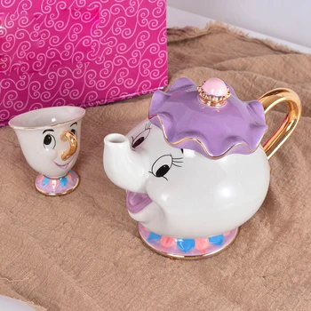 

New arrival Cartoon tea set 1 Pot+1 Cup,outline in gold Tea Set Elephant Teapot Cup Sugar Bowl Pot Set Coffee Kettle