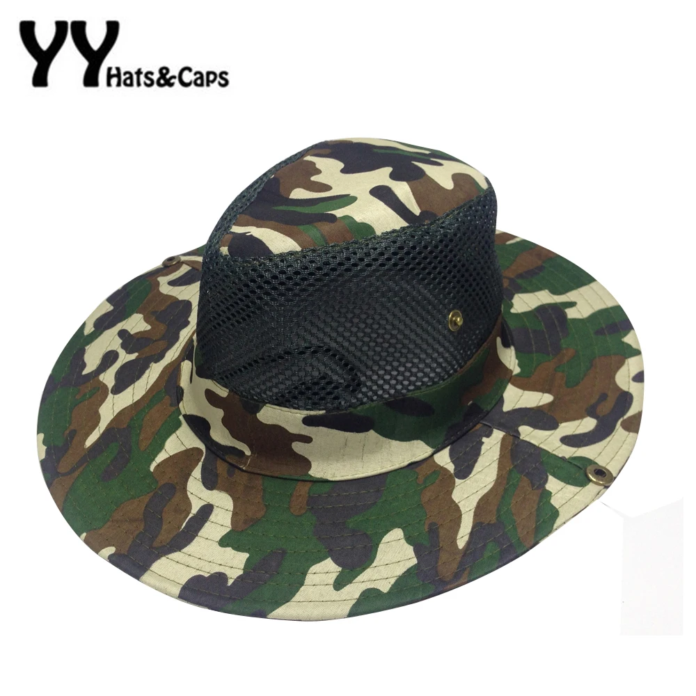 Buy Leisure Mesh Bucket Hat for Men Camo Fishing Hat