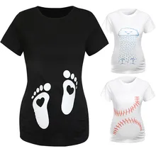 SAGACE женские футболки с коротким рукавом, Одежда для беременных, футболка с мультяшным принтом для беременных, топ с круглым вырезом, забавная модная одежда Apl17