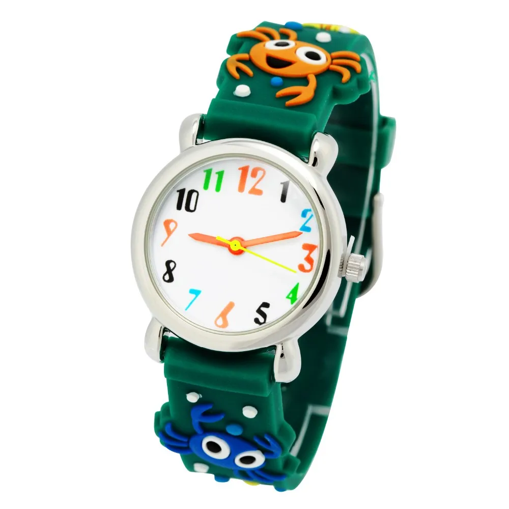 Розничная торговля 1 шт. новые модные горячие продажи детские силиконовые часы 3D мультфильм крабы часы