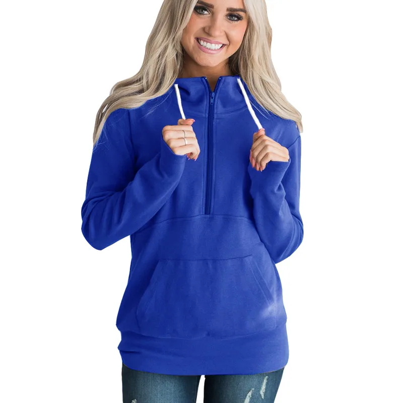 Zipper Solid Hoodie Women Casual Autumn Hooded Long Sleeve Female Stand Collar Black Red Gray Pullovers Sweatshirt Plus Size 3XL Zipper Solid Hoodie Women Casual Autumn Hooded Long Sleeve Female Stand Collar Black Red Gray Pullovers Sweatshirt Plus Size 3XL