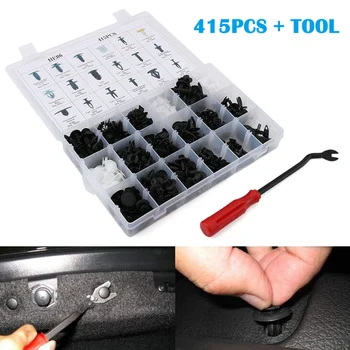 

415Pcs Push Retainer Set 18 Sizes Car Auto Push Pins Rivet Bumper Trim Panel Clips with Tool TN88
