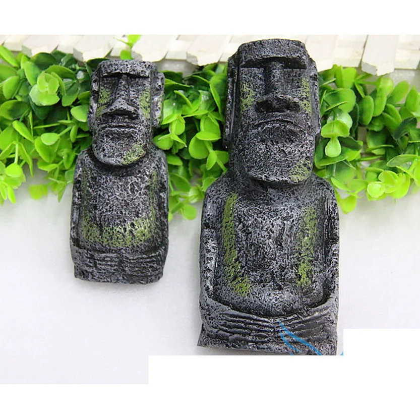 

1Pcs The Easter Island Statue Accessory Stone Pipe Aquarium Decoration Ornament Fish Tank Accessories Drop Shipping