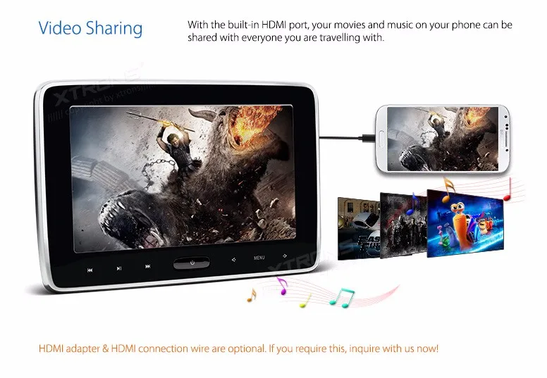 Perfect 10.1" Touch Button Headrest Car DVD Car Headrest DVD Car Headrest Monitor DVD with Built-in HDMI Port & 1024*600 Resolution 8