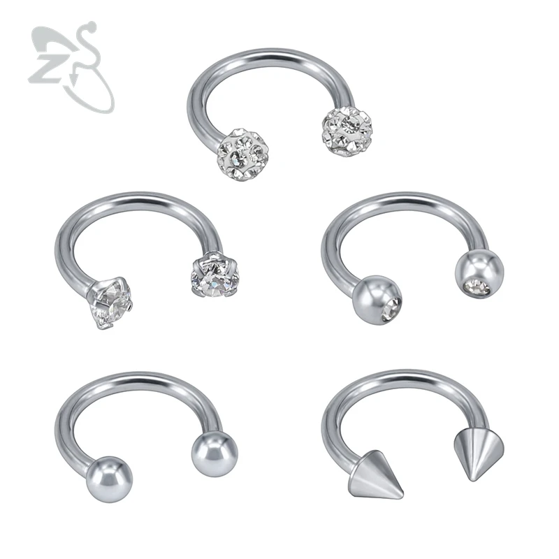 ZS 5 парт/Лот 16G хирургический стальной Нос Stud BCR пирсинг для носа ушей бровей губ