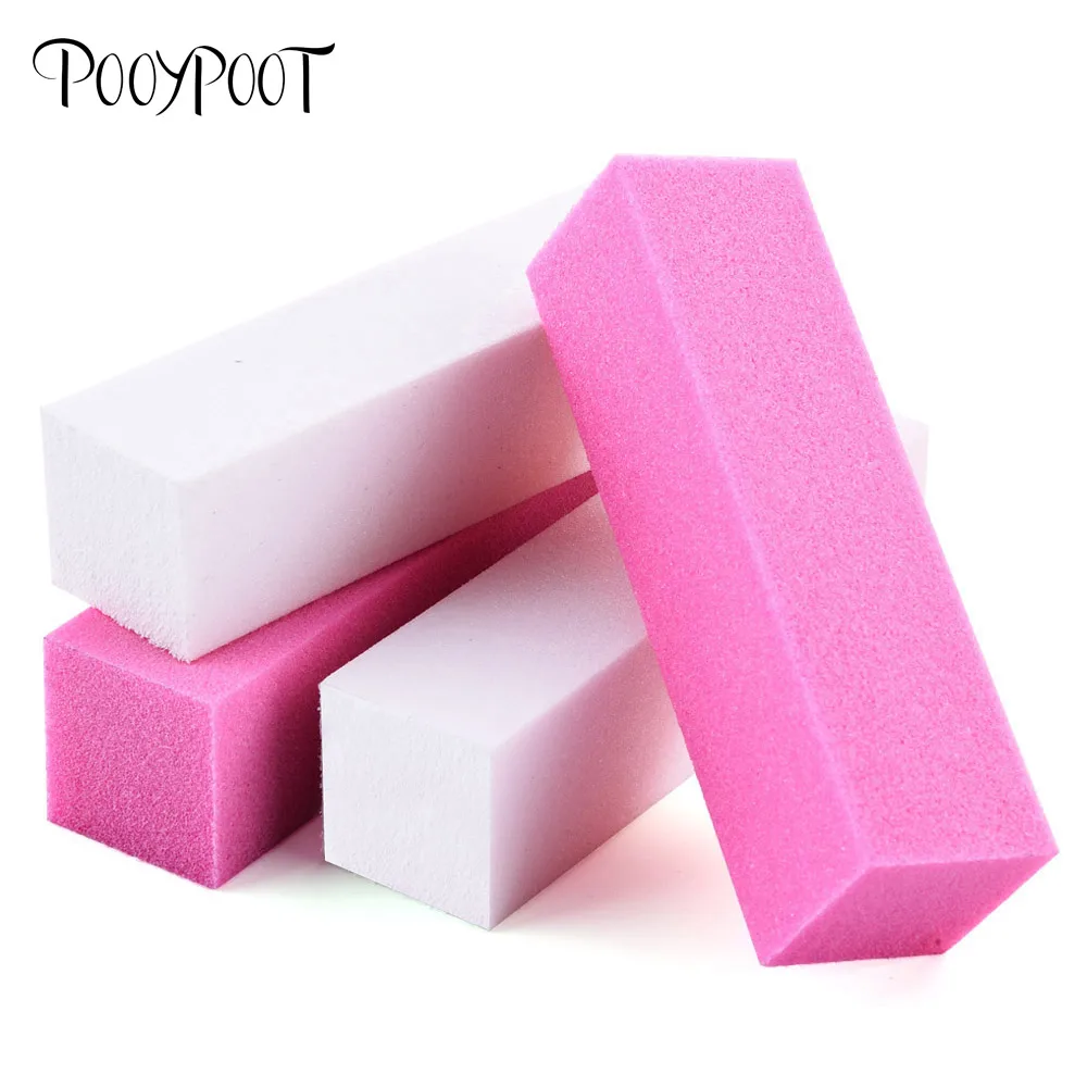 Pooypoot 2 шт ногтей буфера файл шлифовальная губка буферный блок белый розовый форме дизайн ногтей Полировка Губка для УФ-гель для маникюра инструмент