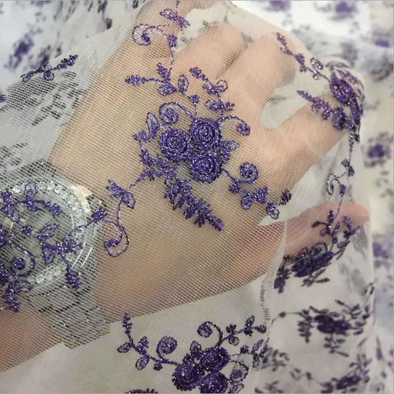 

High quality embroidery fabric mesh fabric for dress embroidery Tulle lace fabric for girl's TUTU dress and DIY TJ0329
