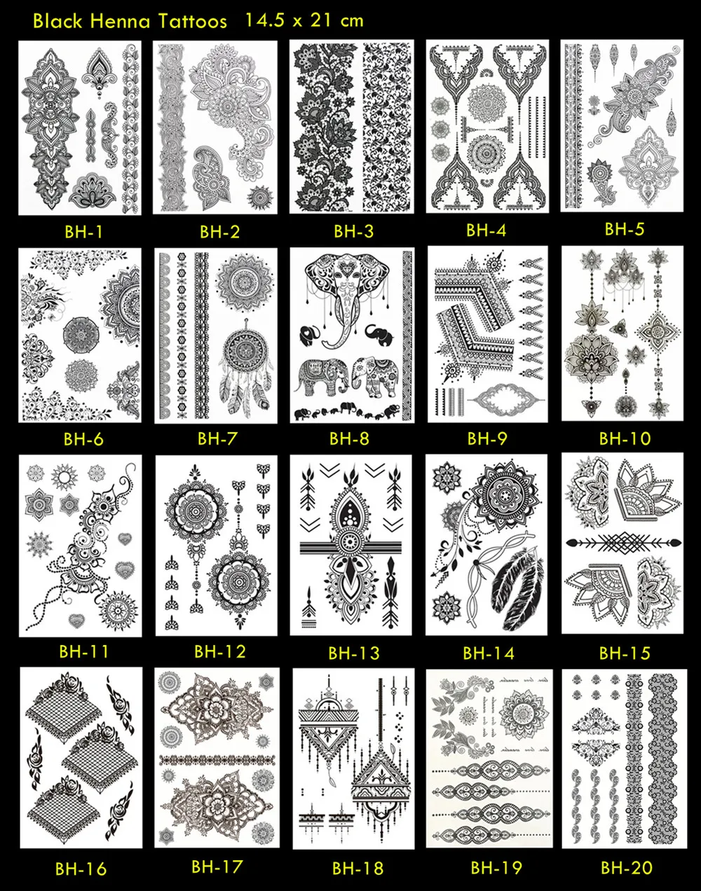 10 шт./лот черная хна тату Временная Классическая Мандала тату! Уникальный