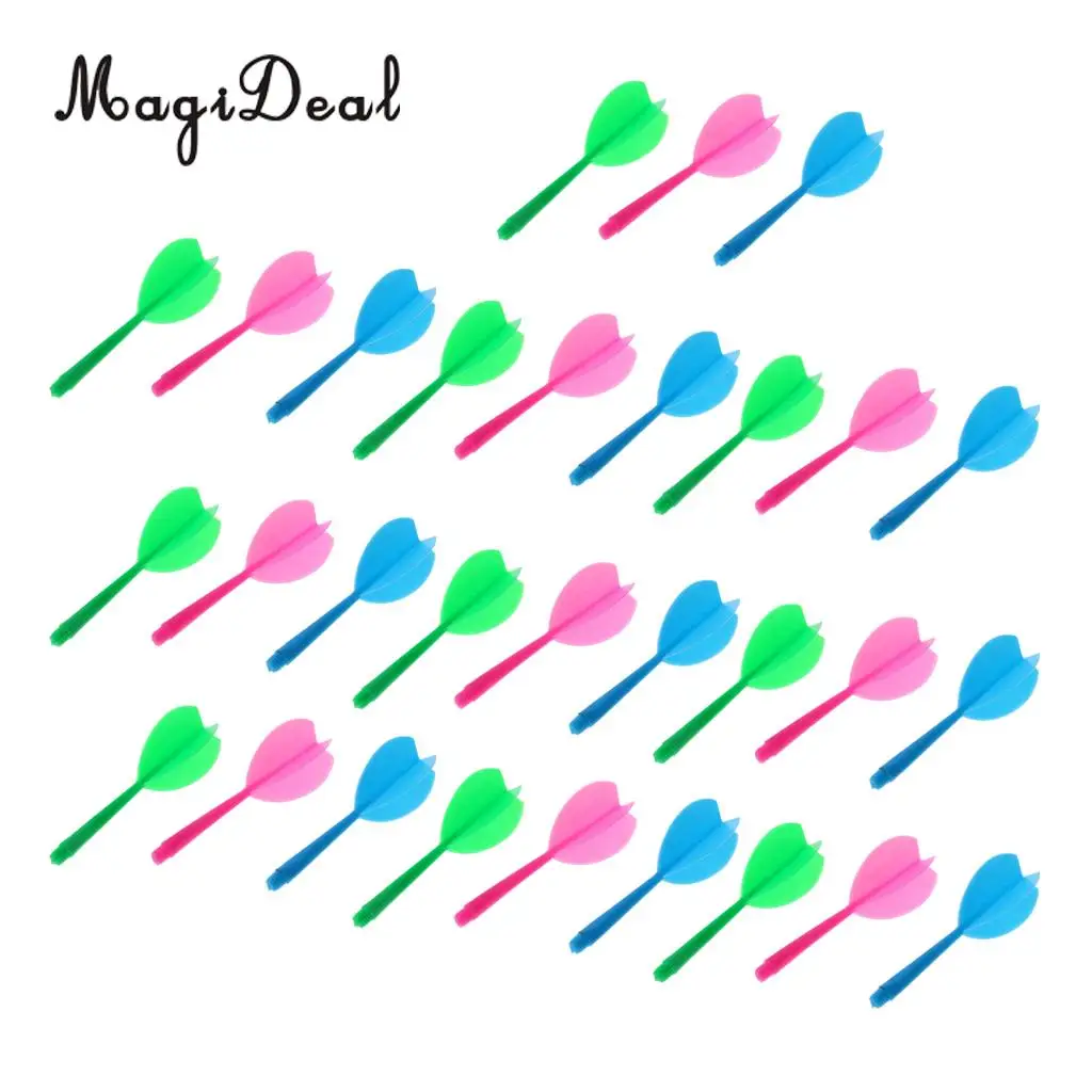 MagiDeal 30 Pieces Multicolor Durable Plastic Darts Shaft Flight Combo Set  - Fits for 2BA Thread Barrels