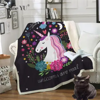 

JaneYU Double-layer Thickened Blanket Printing Cotton Furry Blanket Sofa Cover Blanket Lazy Blanket customization