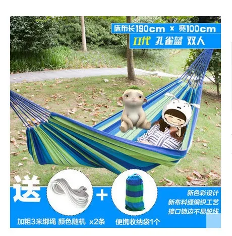 200X100cm Outdoor Multifunction hammock swing rainbow Striped canvas double indoor thickening widened dormitory double hammock