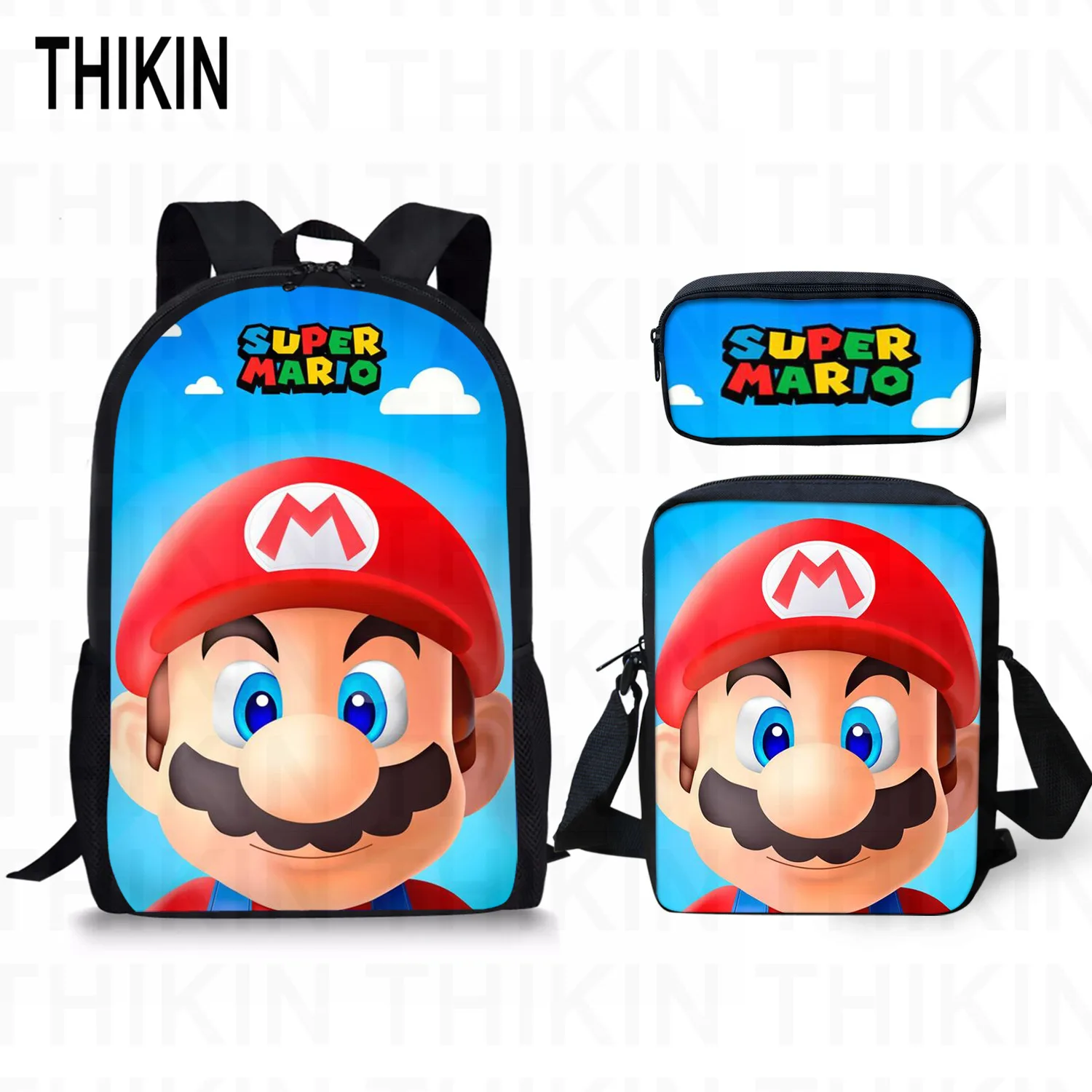 

THIKIN New Super Mario Bros Print Shoulder Bags for Teenage Girls 3pcs/set Custom Schoolbags for Children Shoulder Bag Mochila