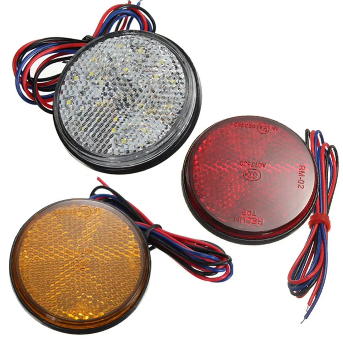 

3 Colors 12V LED Round Reflector Brake Stop Marker Light Indicator Taillights Truck Trailer Car Motorcycle