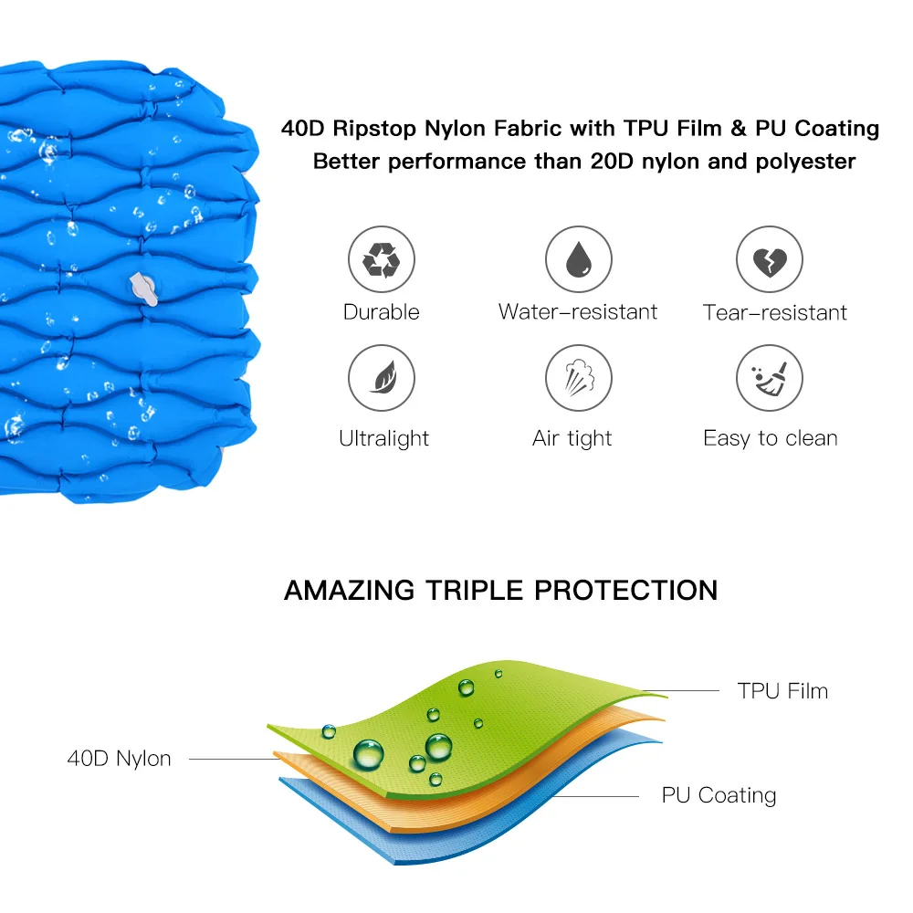TOMSHOO Ультралегкая наружная надувная подушка, коврик для сна, коврик для кемпинга, матрас для кемпинга, походов, альпинизма, путешествий