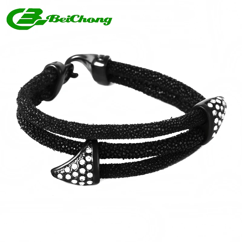 New Arrival Classical design 3 layers black stingray bracelets,men's