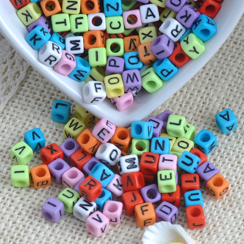 Mixed Color Acrylic Alphabet/Letter square Beads Spacer Beads For