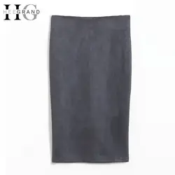 HEE GRAND 2018 осень зима Женская юбка высокая талия тонкая длинная юбка-карандаш OL Сексуальная элегантная однотонная базовые юбки 6 цветов WQC519