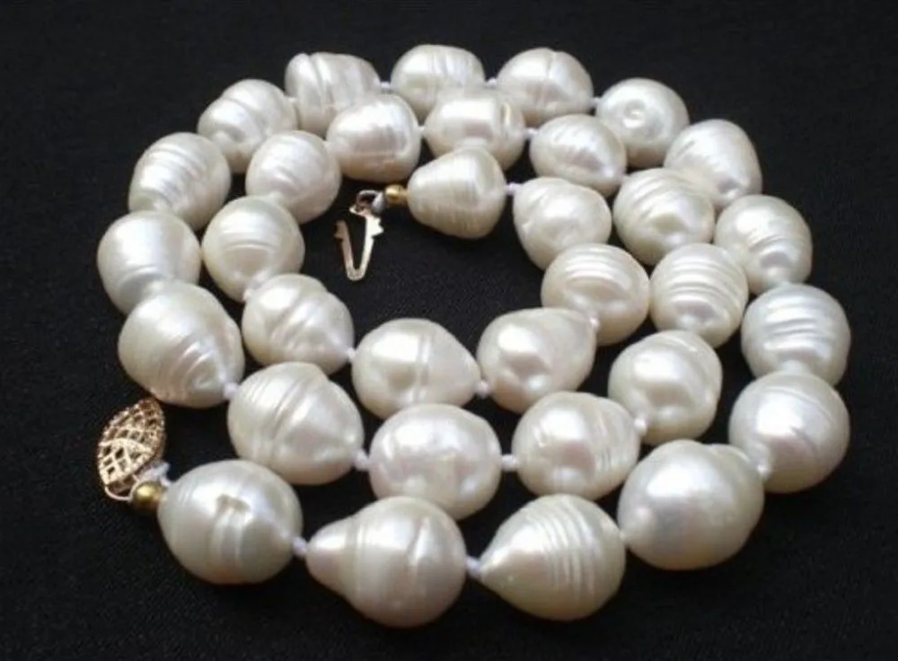 

HOT## Wholesale FREE SHIPPING >>>HUGE 18"12-13MM NATURAL SOUTH SEA GENUINE WHITE DROP PEARL NECKLACE