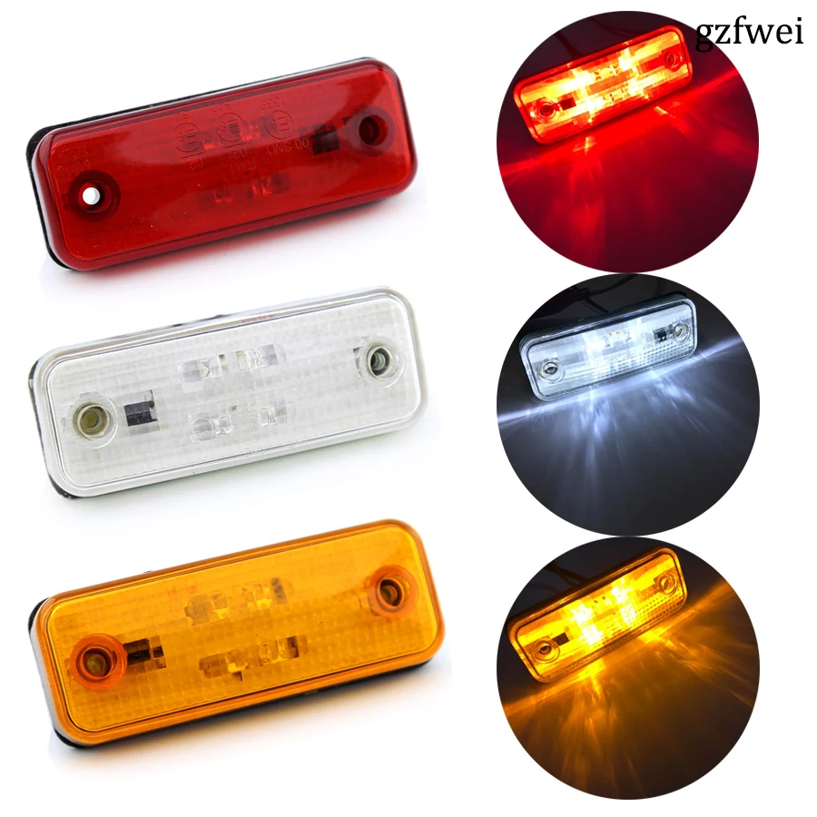 

Univerasl 10 pcs 4 LED 12V 24V indicator Lateral Marker lamps Lamp Light Bus Truck Trailer Truck Caravan 10-30V Red Yellow White