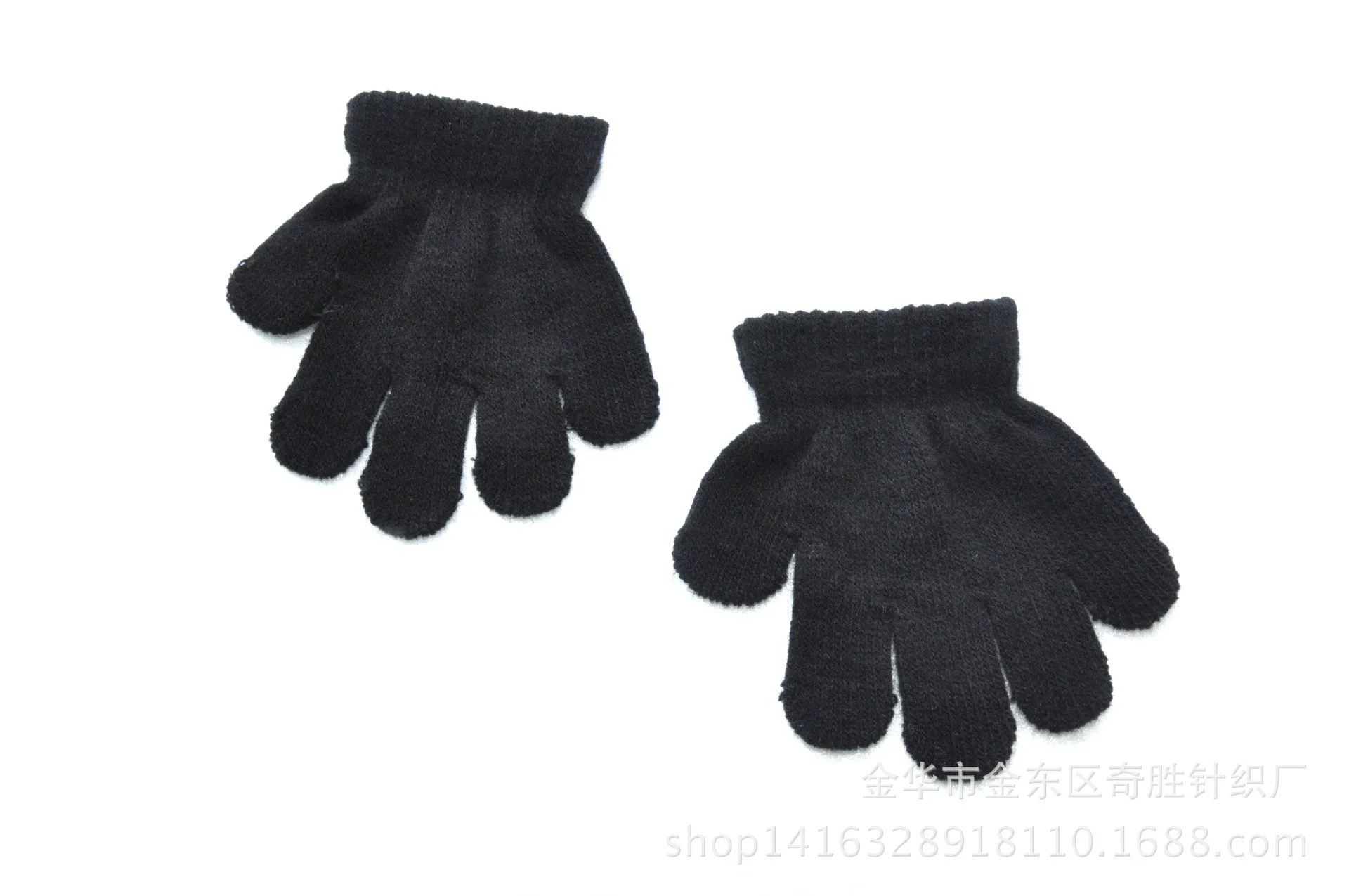 Детские перчатки; сезон осень-зима; вязаные теплые перчатки для детского сада; теплые варежки; однотонные Мягкие акриловые нескользящие перчатки для детей - Цвет: Черный