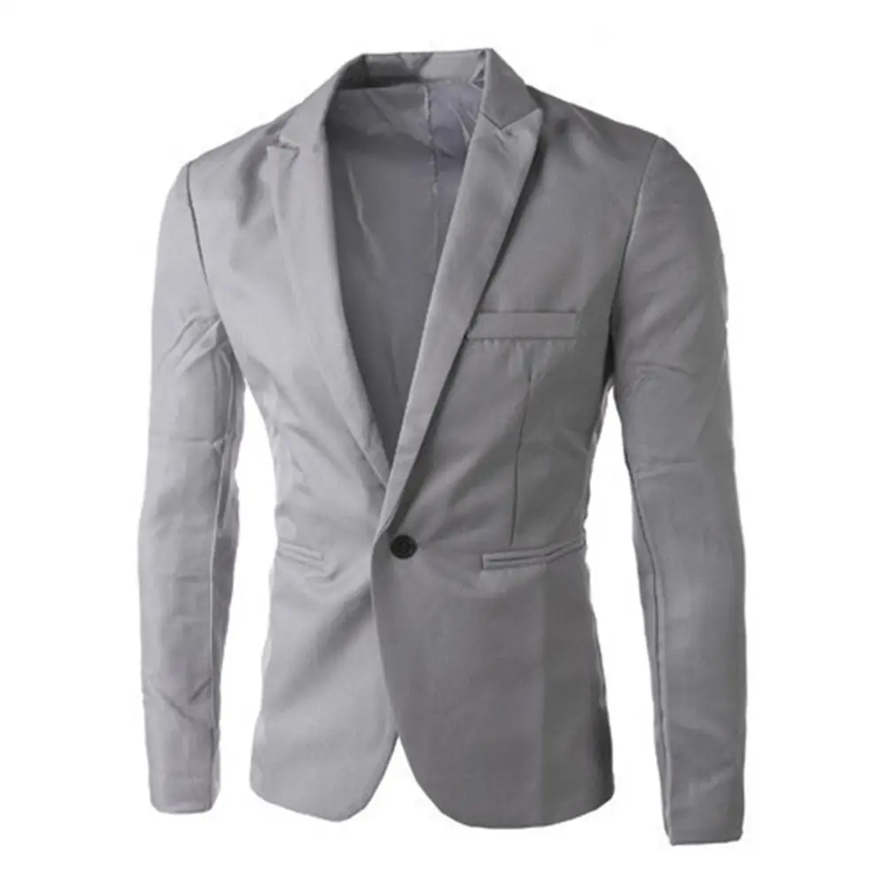 Fashion Men Solid Color Casual Business Suit Blazer Jacket Autumn Outwear Top | Мужская одежда