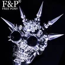 Голографическая зеркало Burning Man Спайк Череп Couture маска Костюмы Летний фестиваль Rave одежда Шестерни Этап одежда