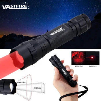 XM-L T6 Red led Tactical Flashlight 18650 Battery 1 Mode 550 Lumens Zoomable Aluminum Torch Lamp for High Quality Hunting s 9000 lumens led flashlight focus lamp led torch e17 cree xm l t6 zoomable lights ac car charger 18650 5000mah battery