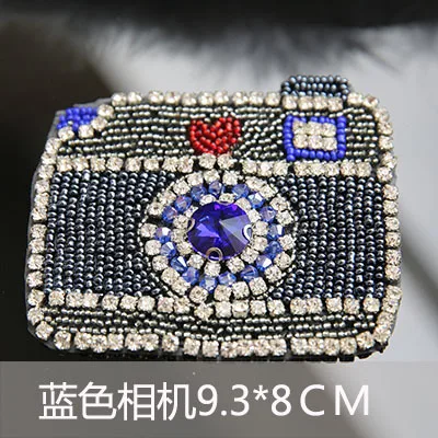

blue camera beaded applique patches for clothing sewing on bordados embroidered patches toppe parches para la ropa