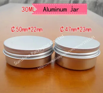 

50 x 30g aluminum jar, 30 gram metal cream jar, 1 oz silver aluminum tin, 30 g metal cosmetic container