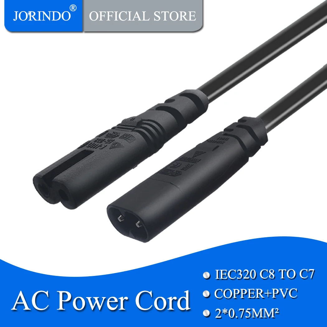 

JORINDO 1.8M/5.9FT, IEC320 C8 TO C7 Adapter Cable,C7 female to C8 male power Cable,Notebook adapter Power Extension Cable