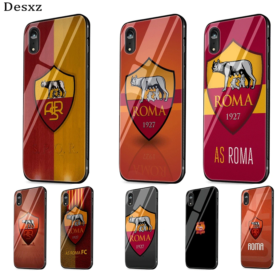 

Desxz Roma Club Glass Case For iPhone 5 5s SE 6 6s 7 8 Plus X XR XS Max Cover