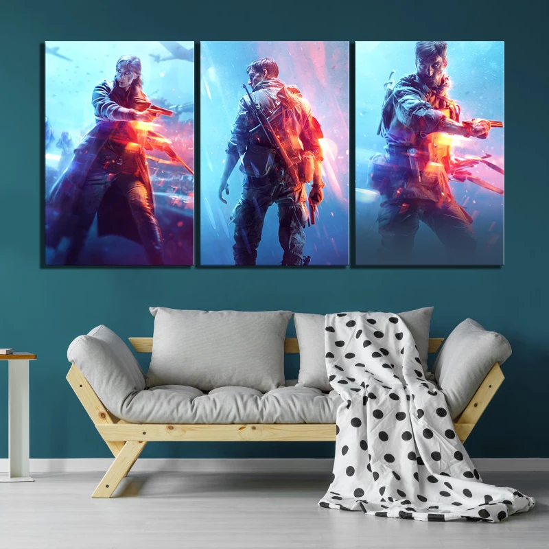 3 шт. видео игры серии Battlefield V плакаты постеры HD изображения солдата Холст