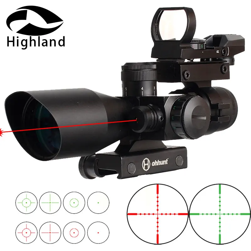 

Hunting 2.5-10X40E Rifle scope Tactical Opticsl Combination Sights with Red Laser Sight and Red Dot Rifle Scope 20mm Rail