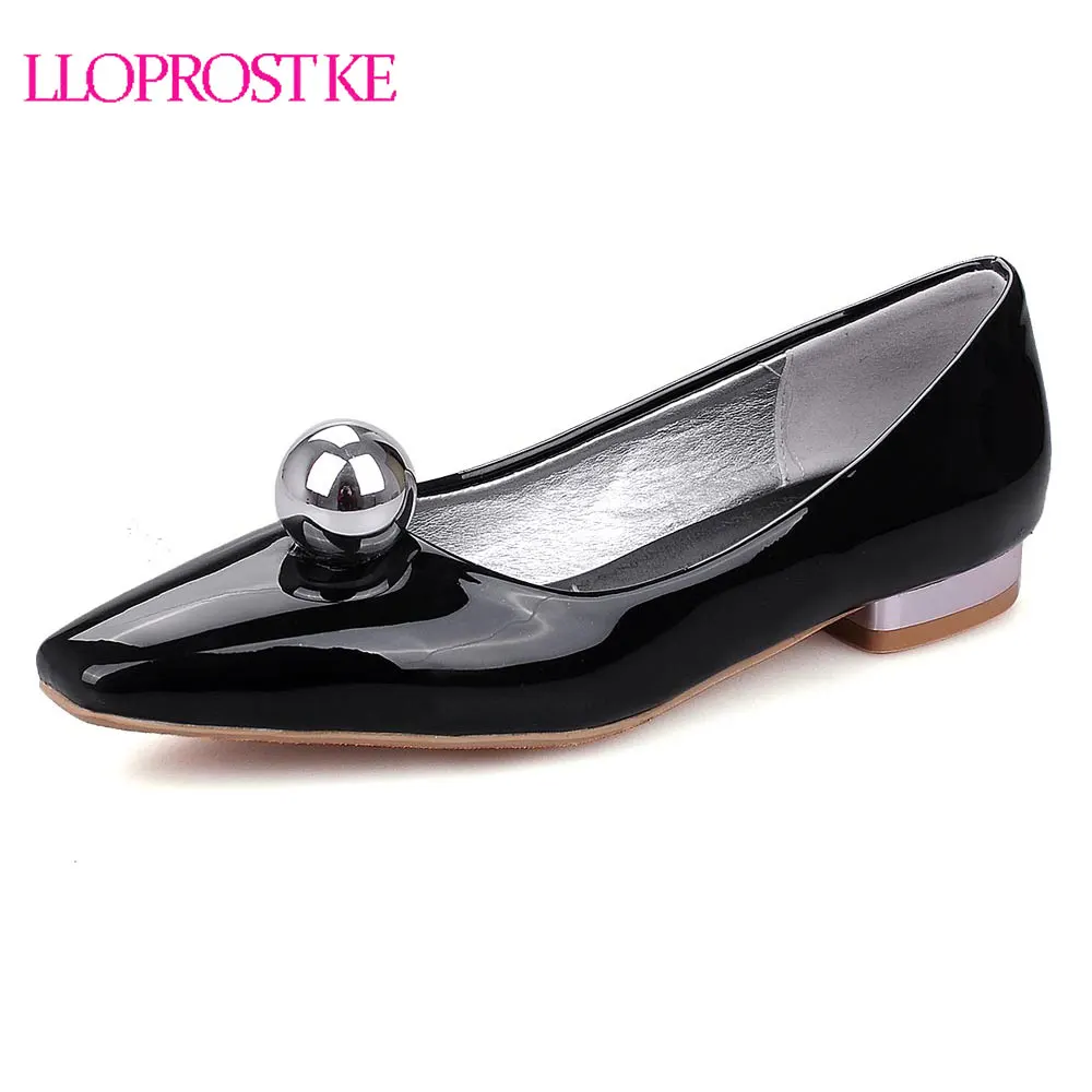 

Lloprost ke Women Autumn Low Heels Shoes Elegant Thick Heels Patent Leather Pumps Woman Party Dress Shoes Size 32-45 MY773
