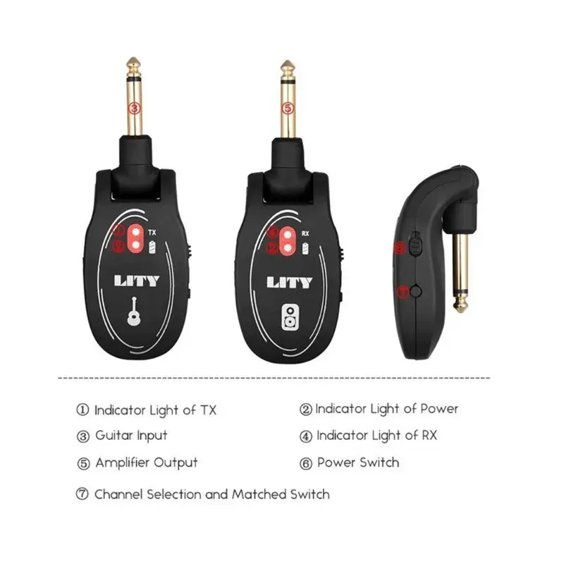 Skup Gitara bezprzewodowy odbiór odbierający transmitujący składany przyrząd nadawczo odbiorczy akustyczny gitara basowa Pickup USB akumulator