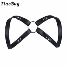 TiaoBug, искусственная кожа, уплотнительное кольцо, соединенный, черный, регулируемый, мужской нагрудный ремень для тела, бондаж, для взрослых, БДСМ, бондаж, мужское белье