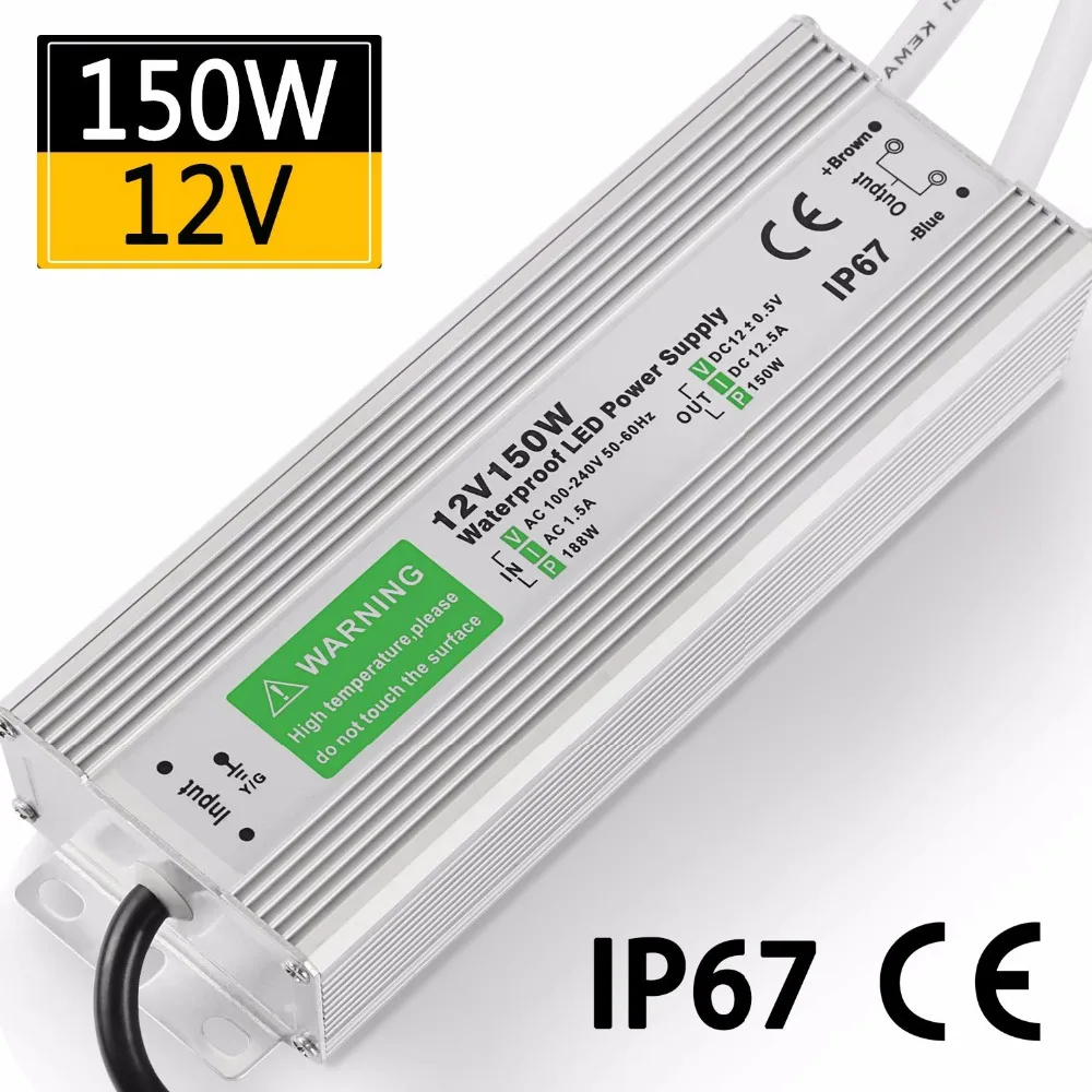 Светодиодный драйвер 150 Вт а водонепроницаемый IP67 источник питания 12 В