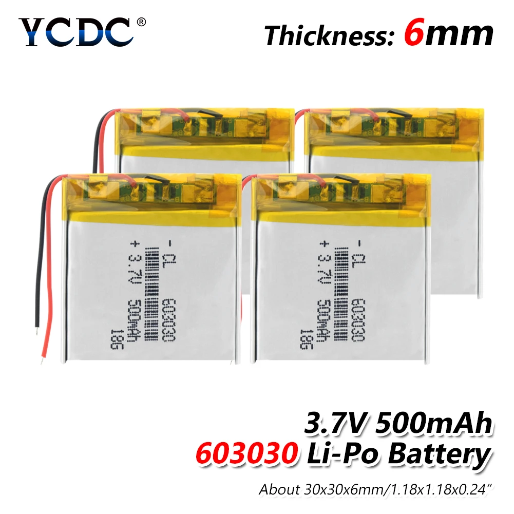 1/2/4 шт 3,7 V 603030 500mAh литий-полимерный аккумулятор Li-po Батарея Перезаряжаемые 3,7 v Напряжение Pcb заряд Защищенный Литий-ионный аккумулятор для Батарея