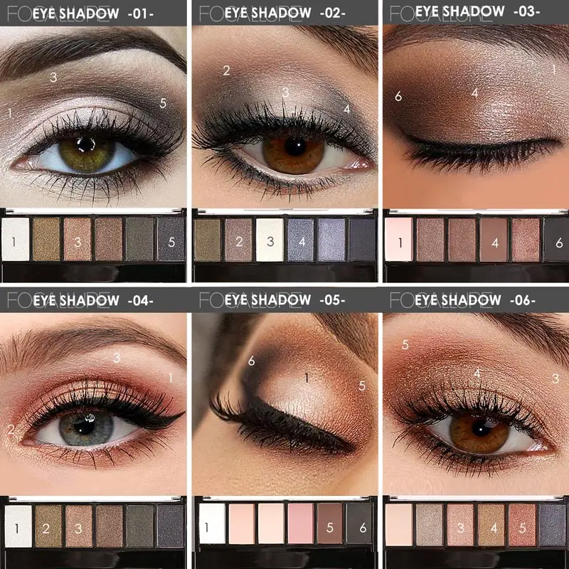FOCALLURE Smokey палитра теней для век тени мерцающий пигмент гладкая кремовая пудра